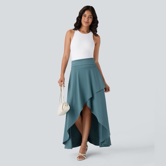 Dresses & Skirts - High Waist Slit Ruffle Wrap Maxi Skirt with Shorts